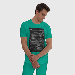 Пижама хлопковая мужская Ford shelby cobra, цвет: зеленый — фото 2