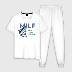 Пижама хлопковая мужская Milf милфа, цвет: белый
