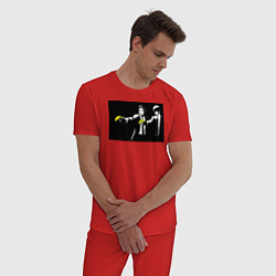 Пижама хлопковая мужская Бэнкси банановое чтиво, цвет: красный — фото 2