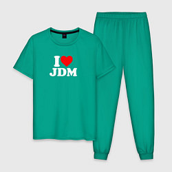 Пижама хлопковая мужская I love JDM, цвет: зеленый