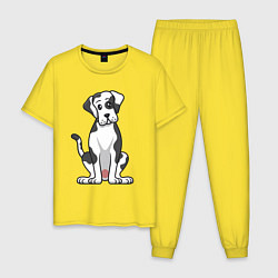 Пижама хлопковая мужская Милый дог, цвет: желтый