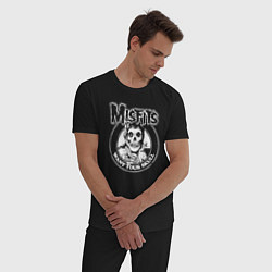 Пижама хлопковая мужская Misfits want your skull rock, цвет: черный — фото 2