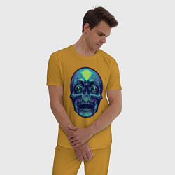 Пижама хлопковая мужская Skull mood, цвет: горчичный — фото 2