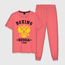 Пижама хлопковая мужская Boxing Russia Team, цвет: коралловый
