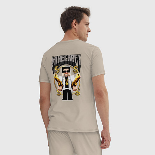 Мужская пижама Стив из Майнкрафт с золотыми пистолетами / Миндальный – фото 4
