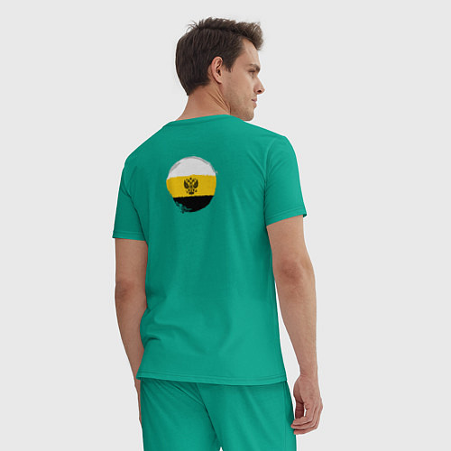 Мужская пижама Сокрушу пред ним врагов его герб белый на узорном / Зеленый – фото 4