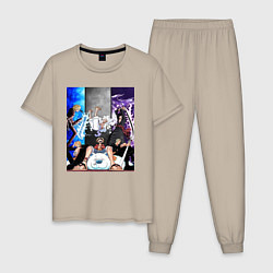 Пижама хлопковая мужская Ван Пис Луффи Монки, цвет: миндальный