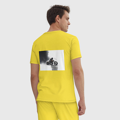 Мужская пижама Крутой байкер скетч / Желтый – фото 4