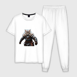 Пижама хлопковая мужская Viking strong cat, цвет: белый