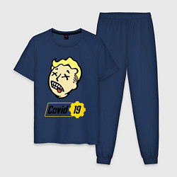 Пижама хлопковая мужская Vault boy - covid 19, цвет: тёмно-синий