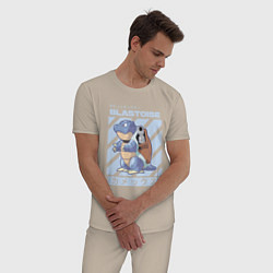 Пижама хлопковая мужская Покемоны Бластойз Blastoise, цвет: миндальный — фото 2