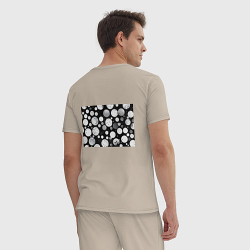 Мужская пижама Круги на темном фоне / Миндальный – фото 4