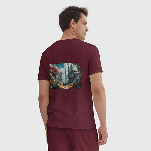 Мужская пижама Планета фантастика / Меланж-бордовый – фото 4