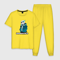 Пижама хлопковая мужская Андертайл Санс горящий глаз, цвет: желтый