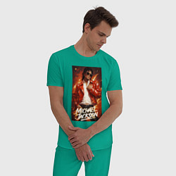 Пижама хлопковая мужская Michael Jackson in the red jacket, цвет: зеленый — фото 2