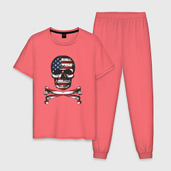 Пижама хлопковая мужская Skull USA, цвет: коралловый