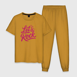 Пижама хлопковая мужская Lets rock Зажигаем, цвет: горчичный