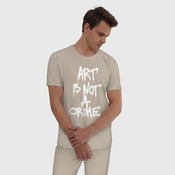 Пижама хлопковая мужская Art is not a crime, цвет: миндальный — фото 2