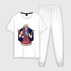 Пижама хлопковая мужская Крутая снегурка, цвет: белый