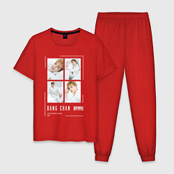 Пижама хлопковая мужская Bang chan stray kids cute, цвет: красный