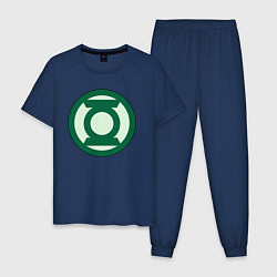 Пижама хлопковая мужская Green lantern logo, цвет: тёмно-синий