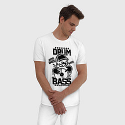 Пижама хлопковая мужская Drum n Bass: More Bass, цвет: белый — фото 2