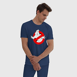 Пижама хлопковая мужская Ghostbusters logo, цвет: тёмно-синий — фото 2