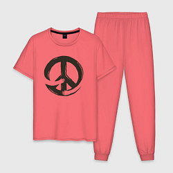 Пижама хлопковая мужская Peace hugs, цвет: коралловый
