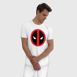 Пижама хлопковая мужская Deadpool logo, цвет: белый — фото 2