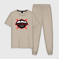 Пижама хлопковая мужская MMA fight, цвет: миндальный