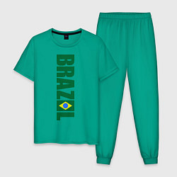 Пижама хлопковая мужская Brazil Football, цвет: зеленый