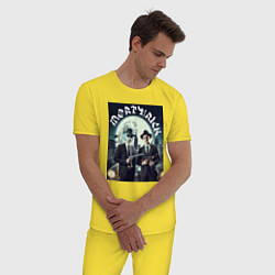 Пижама хлопковая мужская Гангстеры Морти и Рик - портрет на фоне луны, цвет: желтый — фото 2