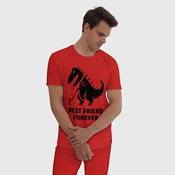 Пижама хлопковая мужская Godzilla best friend, цвет: красный — фото 2