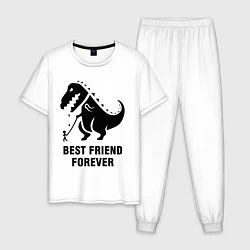 Пижама хлопковая мужская Godzilla best friend, цвет: белый