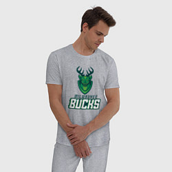 Пижама хлопковая мужская Milwaukee Bucks NBA, цвет: меланж — фото 2