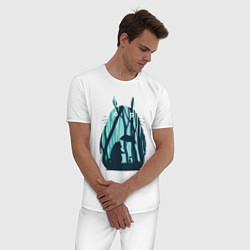 Пижама хлопковая мужская Тоторо в лесу, цвет: белый — фото 2