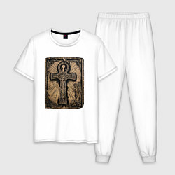 Пижама хлопковая мужская Египетский крест Анкх знак вечной жизни, цвет: белый