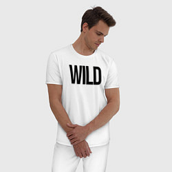 Пижама хлопковая мужская Wild, цвет: белый — фото 2