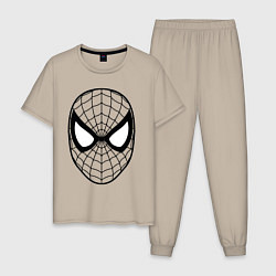 Пижама хлопковая мужская Человек паук очертания, цвет: миндальный