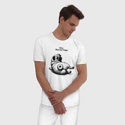 Пижама хлопковая мужская Мопс Валентин, цвет: белый — фото 2