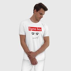 Пижама хлопковая мужская Sigma boy roblox face - gaming meme collab, цвет: белый — фото 2