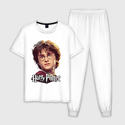 Пижама хлопковая мужская Harry Potter wizard, цвет: белый