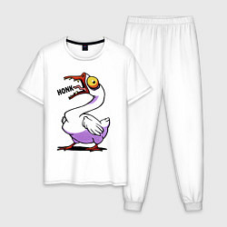 Пижама хлопковая мужская Гусь - кряк, цвет: белый