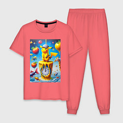 Мужская пижама Funny Pikachu and fishes - surrealism