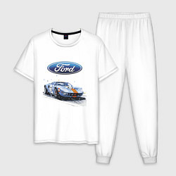 Пижама хлопковая мужская Ford motorsport - sketch, цвет: белый