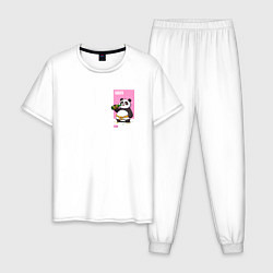 Пижама хлопковая мужская Rum Panda, цвет: белый