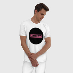 Пижама хлопковая мужская Blackpink logotype - group of South Korea, цвет: белый — фото 2