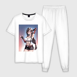 Пижама хлопковая мужская Тифа Локхарт из Final Fantasy VII, цвет: белый