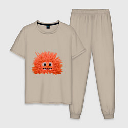 Пижама хлопковая мужская Fluffy monster orange, цвет: миндальный