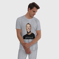 Пижама хлопковая мужская James Alan Hetfield - Metallica leader, цвет: меланж — фото 2